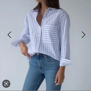 AYR Blue and White Striped Button Down Shirt
